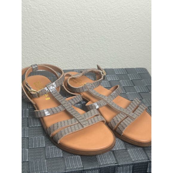 Bella Vita Women's Size 6 Strappy Sandal Gray Brown Italian Leather Crocodile - Picture 3 of 12